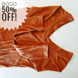 Burnt Orange Long Sleeve V-Neck